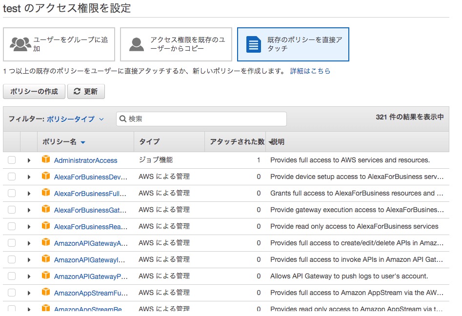 aws、IAMユーザーを新規作成