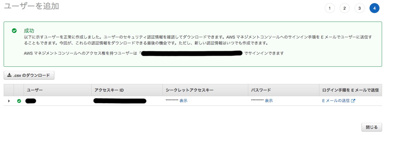 aws、IAMユーザーを新規作成